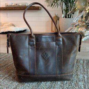 Baseballism brown genuine Leather Tote Bag